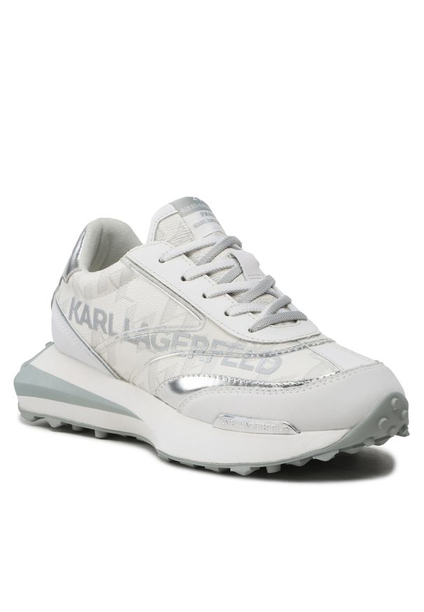 Karl Lagerfeld - Sneakersy KARL LAGERFELD KL62928 Lt Grey Lthr/Textile W/White. Kolor: biały. Materiał: skóra