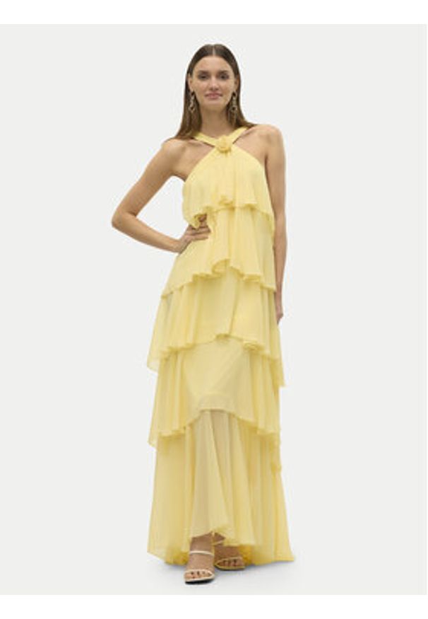Vero Moda Sukienka wieczorowa Felicia 10295237 Żółty Slim Fit. Kolor: żółty. Materiał: syntetyk. Styl: wizytowy