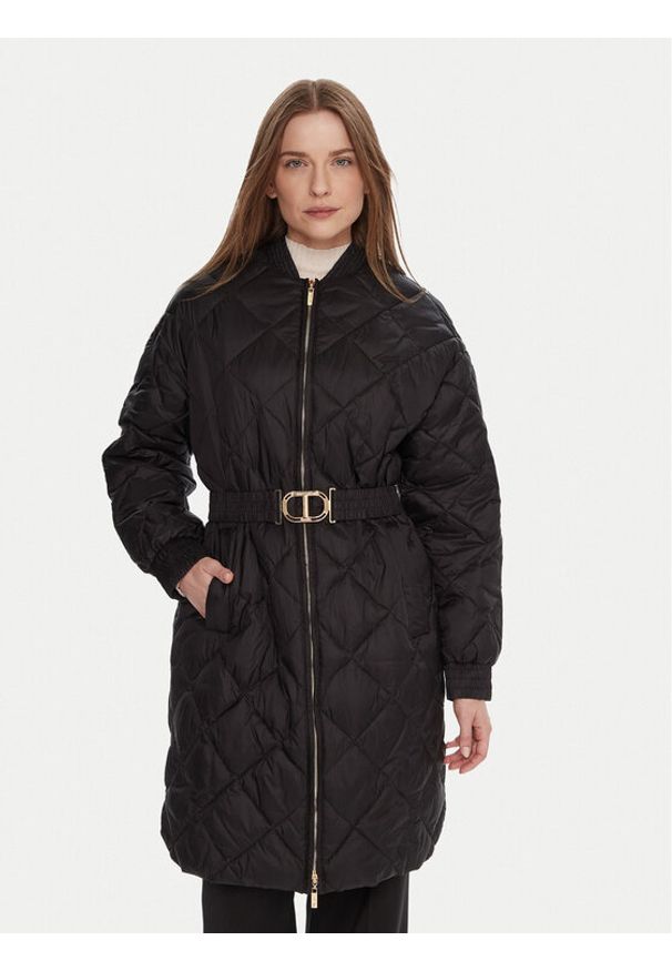 TwinSet - TWINSET Płaszcz przejściowy 252TP2130 Czarny Regular Fit. Kolor: czarny. Materiał: syntetyk