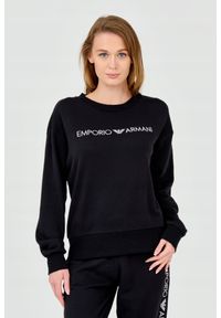 Emporio Armani - EMPORIO ARMANI Dresy damskie czarne. Kolor: czarny. Materiał: bawełna. Wzór: haft #2