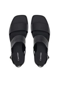 Calvin Klein Sandały Flat Sandal - He HW0HW02377 Czarny. Kolor: czarny. Materiał: skóra