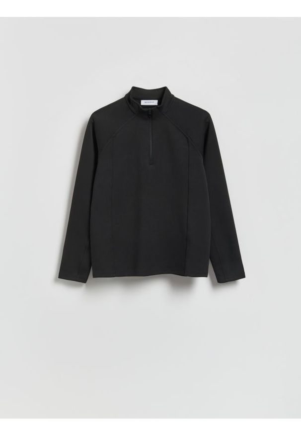 Reserved - Bluza ze stójką - czarny. Kolor: czarny. Materiał: dzianina. Wzór: gładki