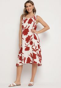 Born2be - Bordowa Sukienka z Wiskozy z Wzorem w Kwiaty Bez Rękawów Orrulene. Okazja: na co dzień. Kolor: czerwony. Materiał: wiskoza. Długość rękawa: bez rękawów. Wzór: kwiaty. Sezon: wiosna, lato. Styl: klasyczny, casual #1