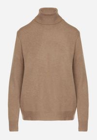 Born2be - Beżowy Casualowy Golf z Wełną o Prostym Kroju Reiselia. Okazja: na co dzień. Typ kołnierza: golf. Kolor: beżowy. Materiał: wełna. Styl: casual #7