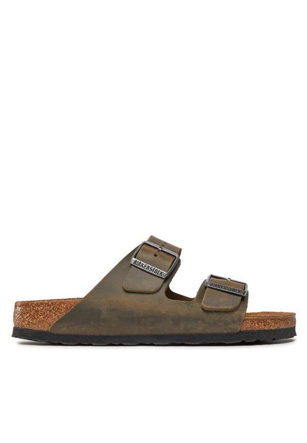 Birkenstock Klapki Arizona 1027039 Khaki. Kolor: brązowy. Materiał: skóra