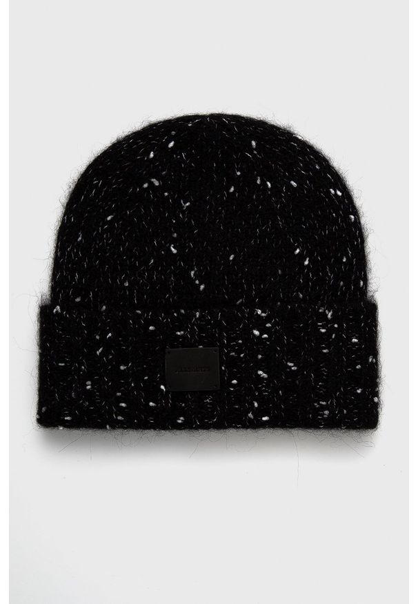 AllSaints Czapka wełniana kolor czarny. Kolor: czarny. Materiał: wełna