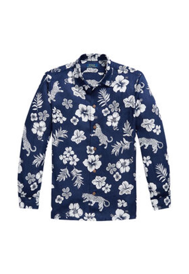 Polo Ralph Lauren Koszula 710B14227001 Granatowy Classic Fit. Typ kołnierza: polo. Kolor: niebieski. Materiał: len