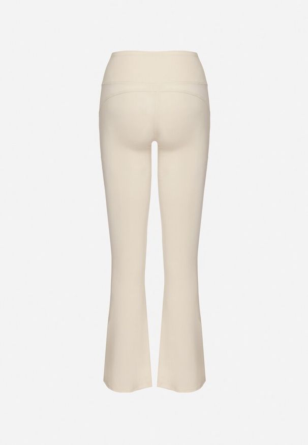 Born2be - Beżowe Legginsy Dzwony z Wysokim Stanem Ediviela. Okazja: na co dzień. Stan: podwyższony. Kolor: beżowy. Styl: casual