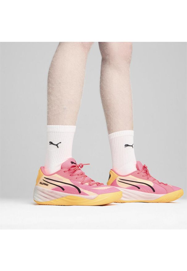 Puma - Buty do koszykówki All-Pro NITRO™ PUMA Sunset Glow Sun Stream Black Pink Orange. Kolor: czarny, różowy, pomarańczowy, żółty, wielokolorowy. Szerokość cholewki: normalna. Sport: koszykówka