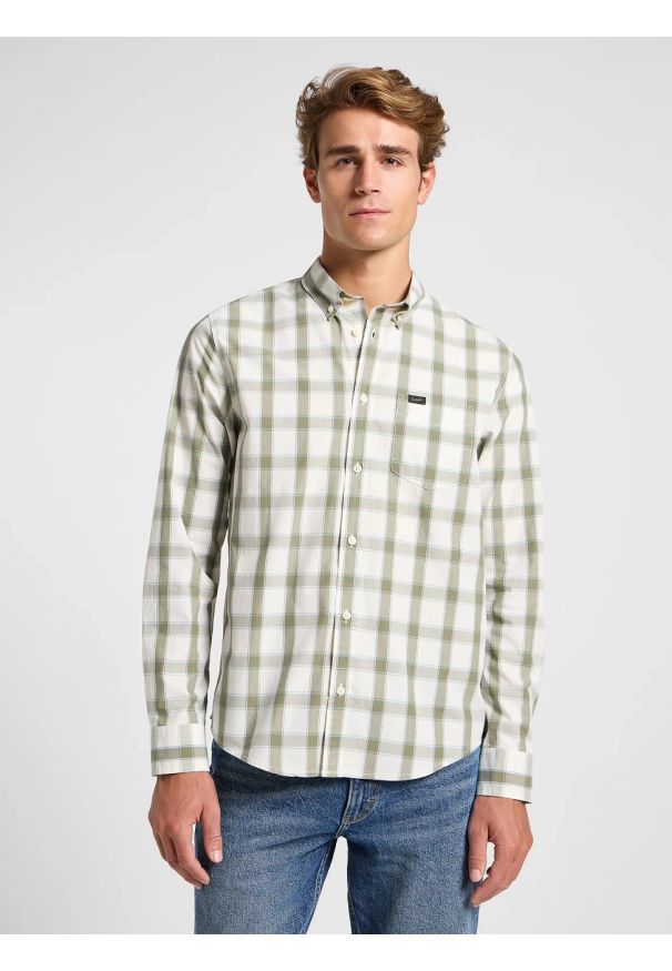 Lee - MESKA KOSZULA LEE LEE BUTTON DOWN ECRU 112363897. Typ kołnierza: button down