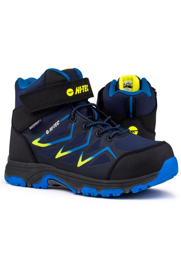 Hi-tec - Buty dziecięce zimowe wodoodporne Hi-Tec TRIO. Okazja: na co dzień. Kolor: czarny, niebieski, wielokolorowy, żółty. Sezon: zima