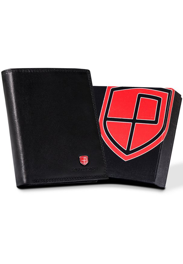 Portfel skórzany Peterson PTN MR-14-CN czarny. Kolor: czarny. Materiał: skóra