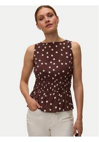 Vero Moda Bluzka Elisa 10347963 Brązowy ciemny Loose Fit. Kolor: brązowy. Materiał: wiskoza #2