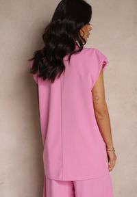 Renee - Różowa Garniturowa Kamizelka z z Usztywnioną Linią Ramion Ellamira. Okazja: na co dzień. Kolor: różowy. Materiał: skóra. Styl: klasyczny, casual #4