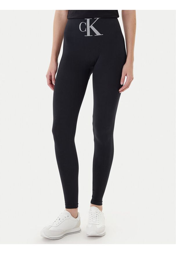 Calvin Klein Legginsy 701233380 Czarny Slim Fit. Kolor: czarny. Materiał: syntetyk