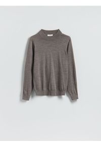 Reserved - Sweter z wełny merino - brązowy. Kolor: brązowy. Materiał: wełna #1
