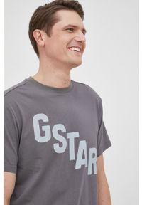 G-Star RAW - G-Star Raw t-shirt bawełniany kolor szary z nadrukiem. Okazja: na co dzień. Kolor: szary. Materiał: bawełna. Wzór: nadruk. Styl: casual