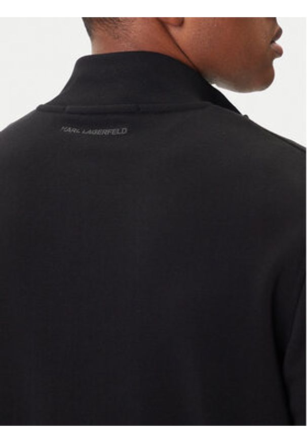 Karl Lagerfeld - KARL LAGERFELD Bluza 705712 500900 Czarny Regular Fit. Typ kołnierza: dekolt w karo. Kolor: czarny. Materiał: bawełna