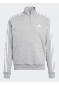 Adidas - adidas Bluza Essentials Fleece 3-Stripes IJ8905 Szary Regular Fit. Kolor: szary. Materiał: bawełna #6