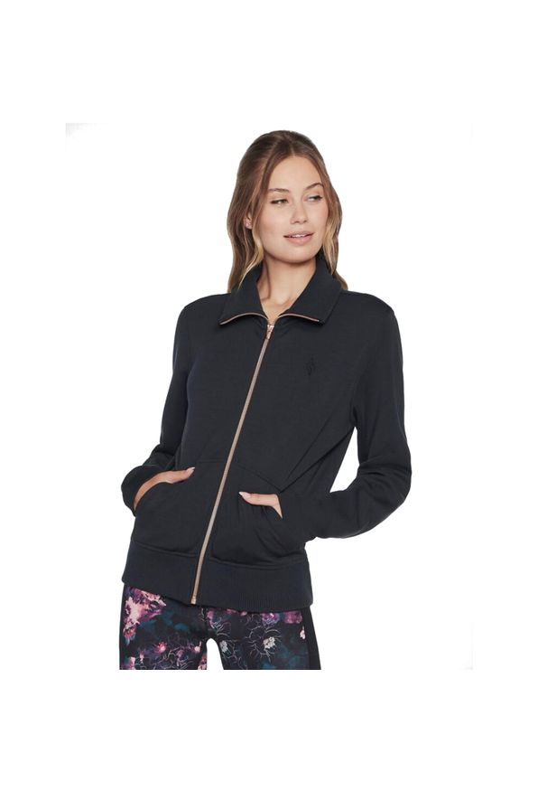 skechers - Bluza dresowa sportowa damska Hoodless Hoodie Skechcloud Jacket. Kolor: czarny. Materiał: poliester, elastan