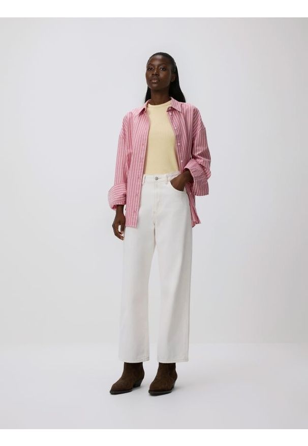 Reserved - Bawełniany top - jasnożółty. Kolor: żółty. Materiał: bawełna