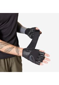 CORENGTH - Rękawiczki do treningu siłowego Domyos. Kolor: czarny. Materiał: zamsz, materiał. Sport: fitness #2