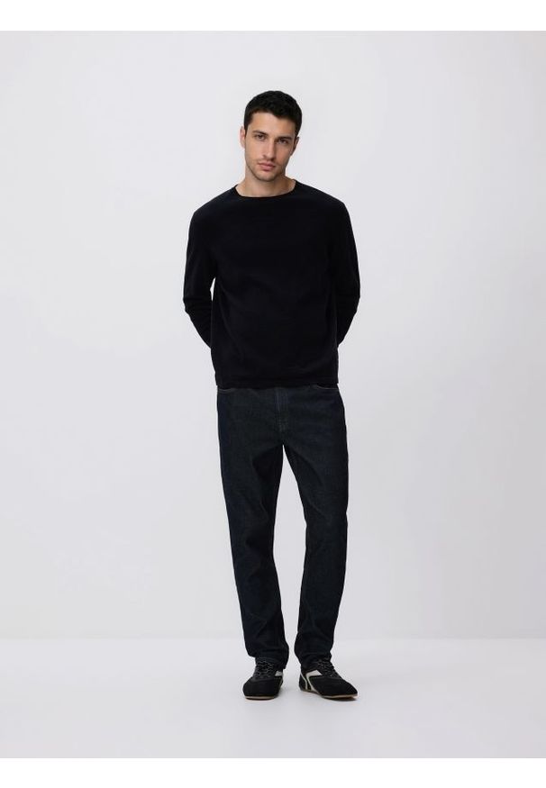 Reserved - Bawełniany sweter - czarny. Kolor: czarny. Materiał: bawełna