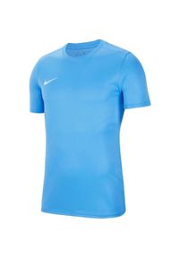 Koszulka do piłki nożnej dla dzieci Nike Dry Park VII JSY SS z krótkim rękawem. Kolor: niebieski. Długość rękawa: krótki rękaw. Długość: krótkie