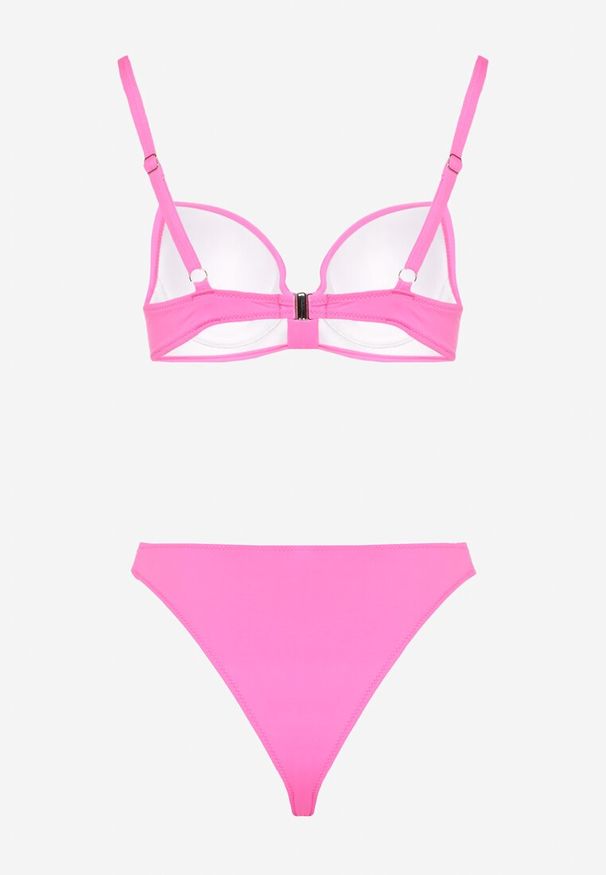 Born2be - Fuksjowe Bikini Biustonosz i Majtki Figi z Cyrkoniowymi Zdobieniami Galivra. Kolor: różowy. Wzór: aplikacja