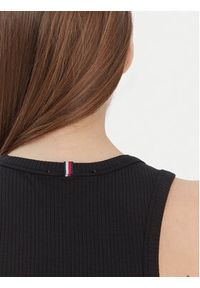 TOMMY HILFIGER - Tommy Hilfiger Top WW0WW38635 Czarny Slim Fit. Kolor: czarny. Materiał: wiskoza #4