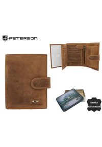 Portfel skórzany Peterson PTN 339Z brązowy. Kolor: brązowy. Materiał: skóra