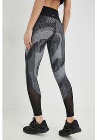 Reebok legginsy treningowe Lux Perform kolor szary wzorzyste. Kolor: szary. Materiał: skóra, dzianina, materiał. Wzór: ze splotem. Sport: fitness #4