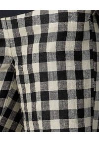 Tory Burch - TORY BURCH - Lniane spodnie w kratę. Stan: podwyższony. Kolor: czarny. Materiał: len. Długość: długie. Wzór: aplikacja #3