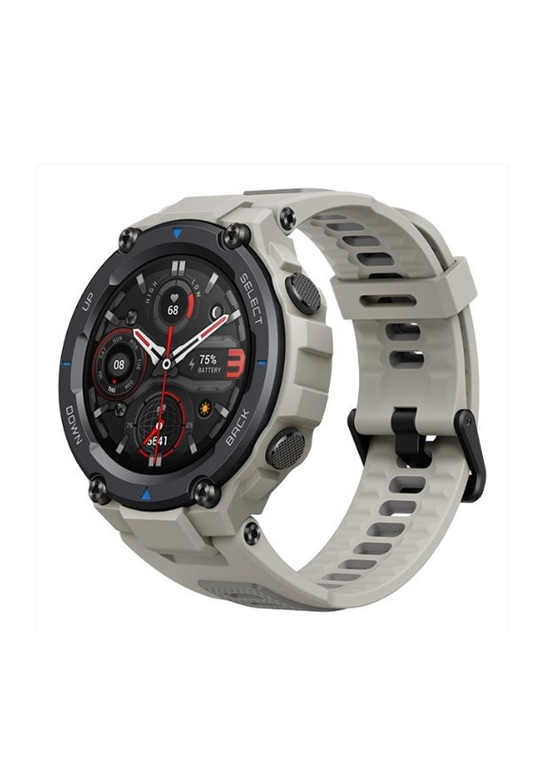 Huami - Smartwatch Amazfit T-Rex Pro szary (Desert Grey). Rodzaj zegarka: smartwatch. Kolor: szary. Materiał: skóra. Styl: militarny, sportowy, klasyczny