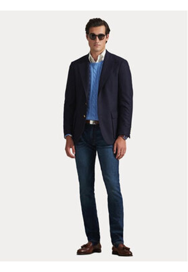 Polo Ralph Lauren Sweter 710775885006 Niebieski Regular Fit. Typ kołnierza: polo. Kolor: niebieski. Materiał: bawełna