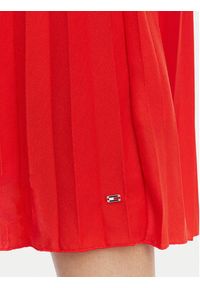 TOMMY HILFIGER - Tommy Hilfiger Sukienka codzienna 1985 Pleated WW0WW49621 Czerwony Regular Fit. Okazja: na co dzień. Kolor: czerwony. Materiał: syntetyk. Typ sukienki: proste. Styl: casual #4