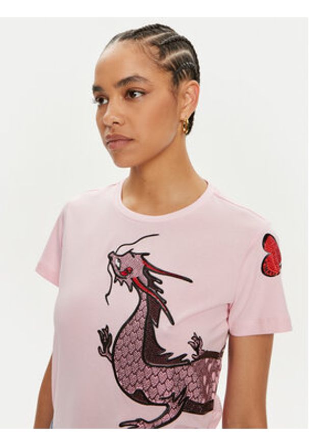 Pinko T-Shirt Quentin 100535 A1QT Różowy Regular Fit. Kolor: różowy. Materiał: bawełna