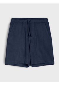 Sinsay - Luźne muślinowe szorty z kieszeniami - granatowy. Kolor: niebieski #1