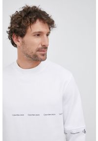 Calvin Klein Jeans Bluza męska kolor biały z nadrukiem. Okazja: na co dzień. Kolor: biały. Materiał: włókno, dzianina. Wzór: nadruk. Styl: casual #4