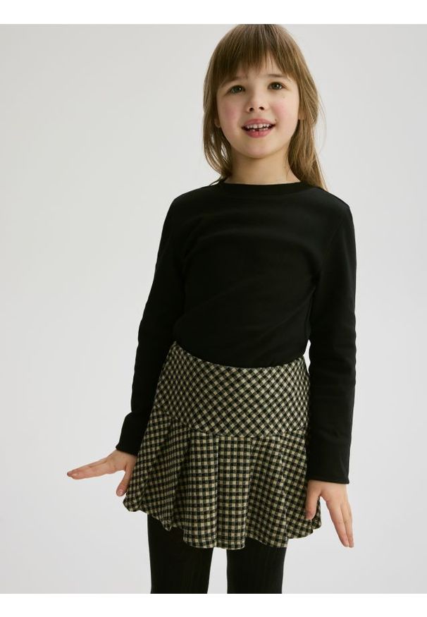 Reserved - Spódnico-szorty w kratę - beżowy. Kolor: beżowy. Materiał: tkanina, wiskoza