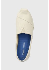 Toms tenisówki Alpargata kolor beżowy. Nosek buta: okrągły. Kolor: beżowy. Materiał: materiał. Szerokość cholewki: normalna. Wzór: gładki