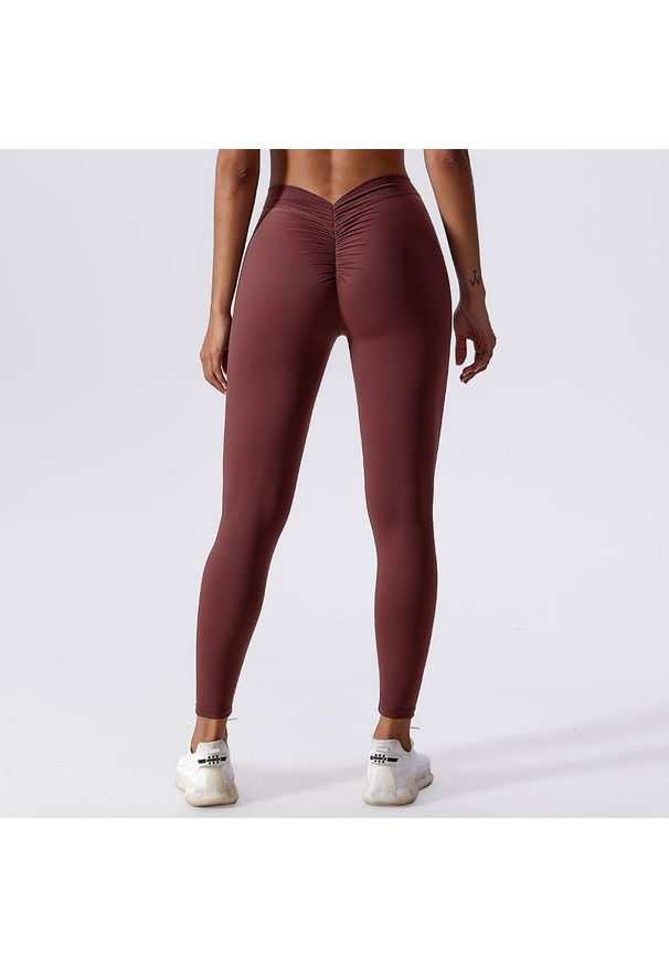 Intica - Legginsy z drapowaniem na trening i co dzień Ingedore. Kolor: zielony. Materiał: skóra, materiał. Wzór: gładki. Sport: fitness