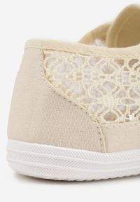 Renee - Beżowe Tenisówki z Ażurowymi Wstawkami Po Bokach Salessa. Okazja: na co dzień. Zapięcie: sznurówki. Kolor: beżowy. Materiał: jeans. Wzór: ażurowy. Styl: sportowy, casual #8