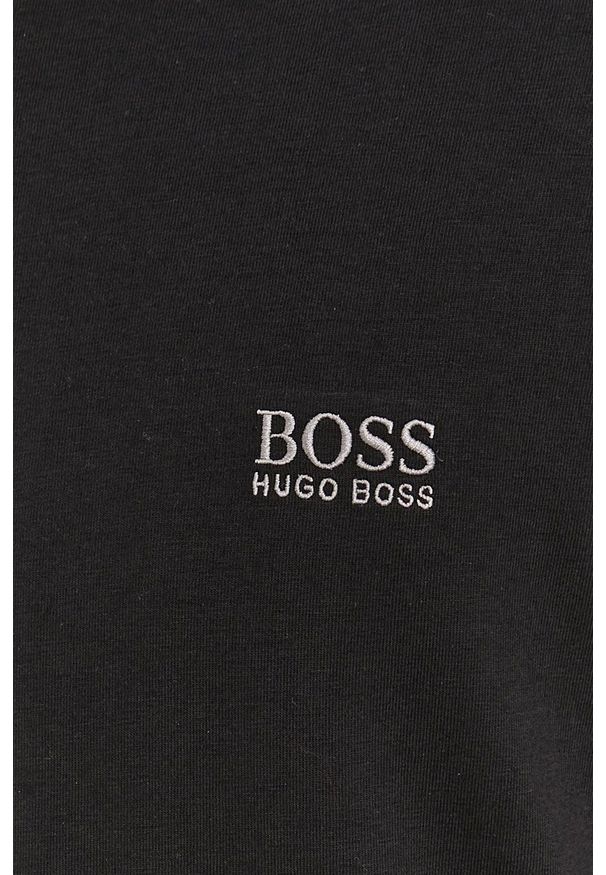 BOSS - Boss bluza kolor czarny gładka. Okazja: na co dzień. Kolor: czarny. Materiał: dzianina. Wzór: gładki. Styl: casual