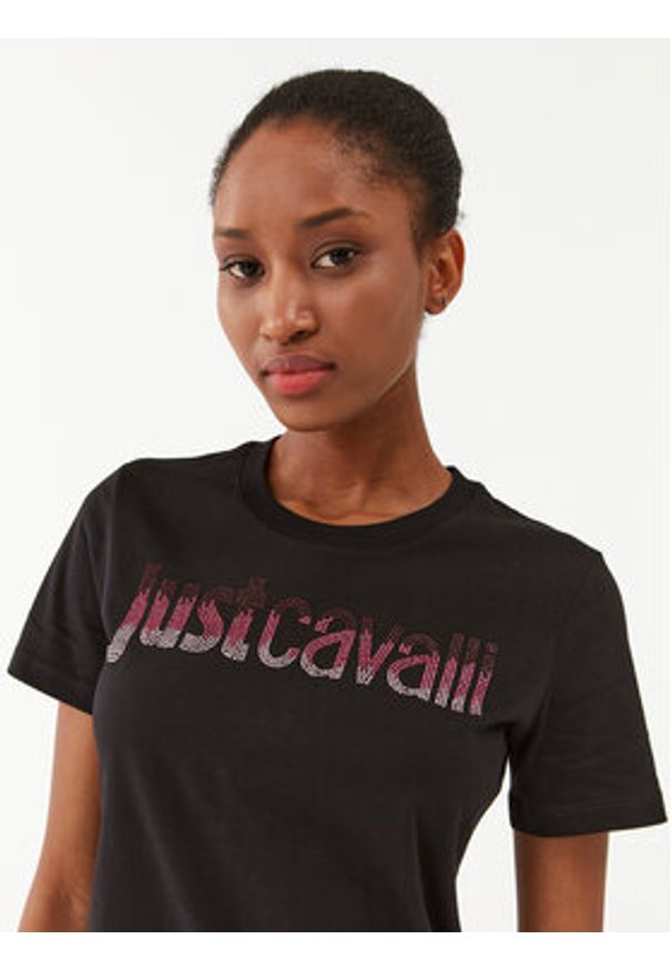 Just Cavalli Sukienka codzienna 75PAOE00 Czarny Regular Fit. Okazja: na co dzień. Kolor: czarny. Materiał: bawełna. Typ sukienki: proste. Styl: casual