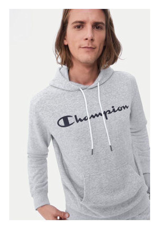 Champion Bluza Script Logo 217142 Szary Comfort Fit. Kolor: szary. Materiał: syntetyk