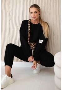 Kesi Włoski - Komplet z wiskozy bluza + spodnie czarny. Kolor: czarny. Materiał: wiskoza