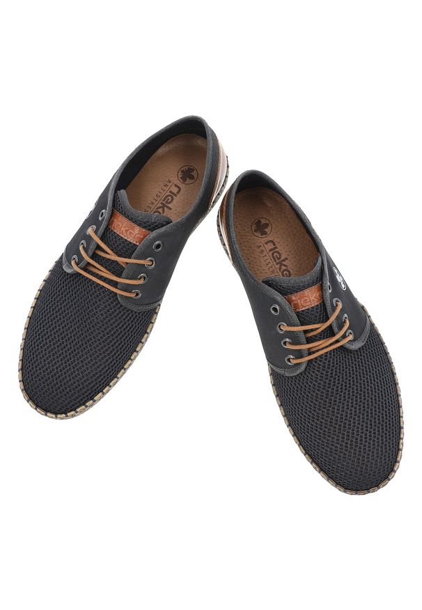 Niebieskie Półbuty Rieker Eleganckie Obuwie Damskie. Zapięcie: sznurówki. Kolor: niebieski. Materiał: skóra, jeans, guma. Sezon: lato. Styl: elegancki