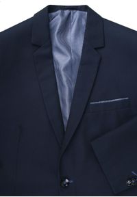 Granatowy Garnitur na Studniówkę lub Wesele - Taliowany - Casino. Kolor: niebieski. Materiał: poliester, wiskoza #9