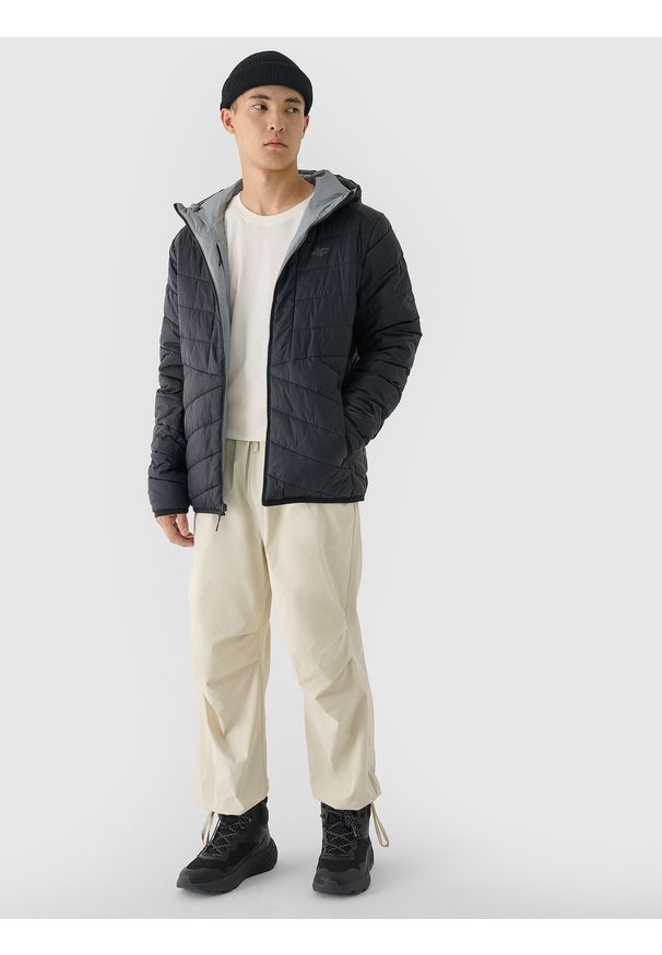 4f - 4F Kurtka puchowa dwustronna Primaloft Thermoplume męska - szara XXL. Okazja: na co dzień. Typ kołnierza: kaptur. Kolor: szary. Materiał: puch. Sezon: zima. Styl: klasyczny, casual, sportowy